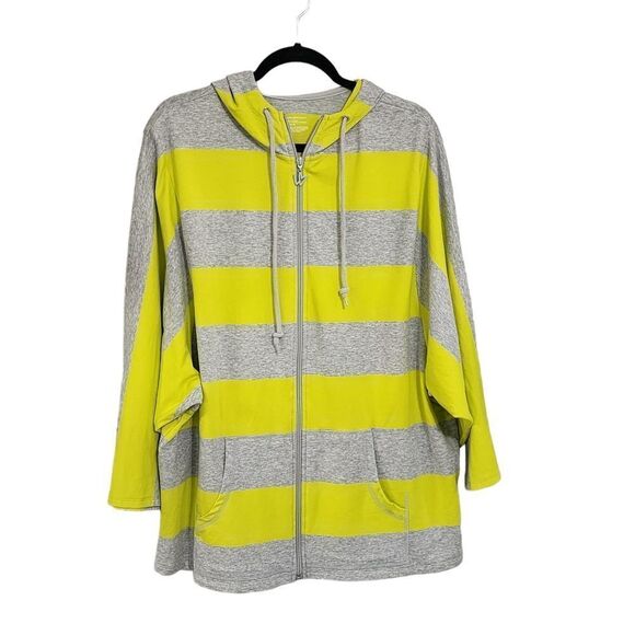 Lane Bryant zip sweater yellow & gray striped Sz 18/20 - Picture 1 of 3